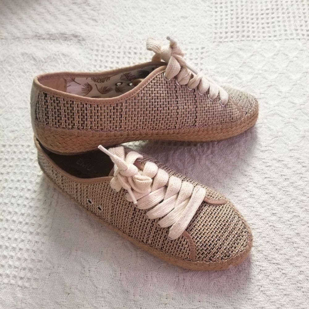 Emu Australia Tweed Lace Up Espadrilles Size 8 NWOT